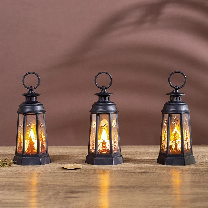 Decorative Lantern Halloween Cutouts Weather-Resistant Portable Handle