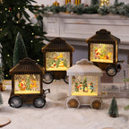 Decorative Lantern Illuminated Snow Globe Metal & Glass