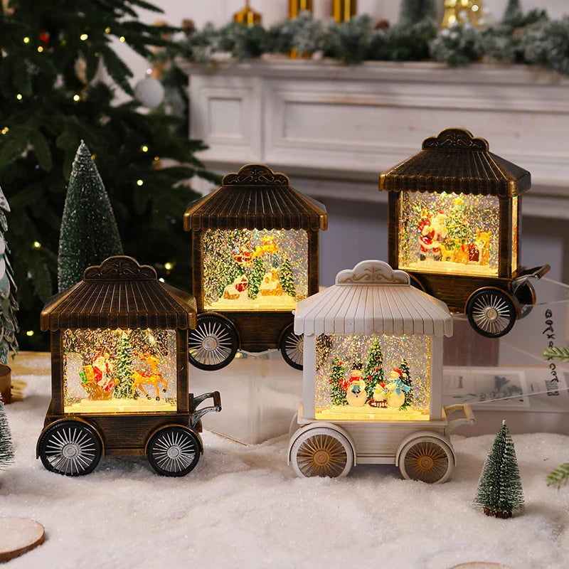 Decorative Lantern Illuminated Snow Globe Metal & Glass