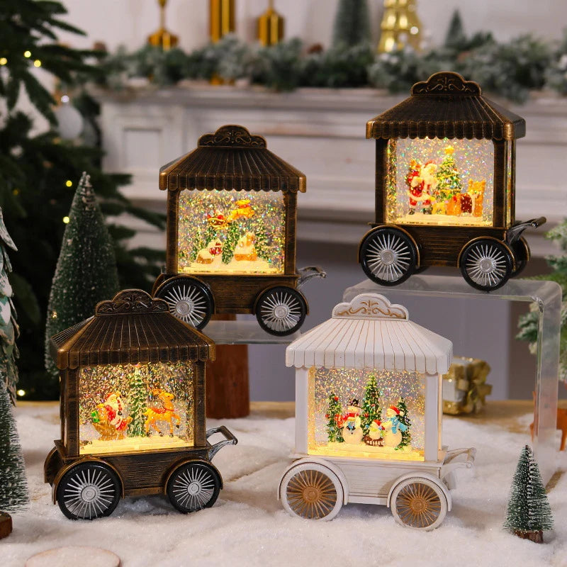 Decorative Lantern Illuminated Snow Globe Metal & Glass