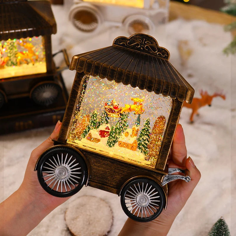Decorative Lantern Illuminated Snow Globe Metal & Glass