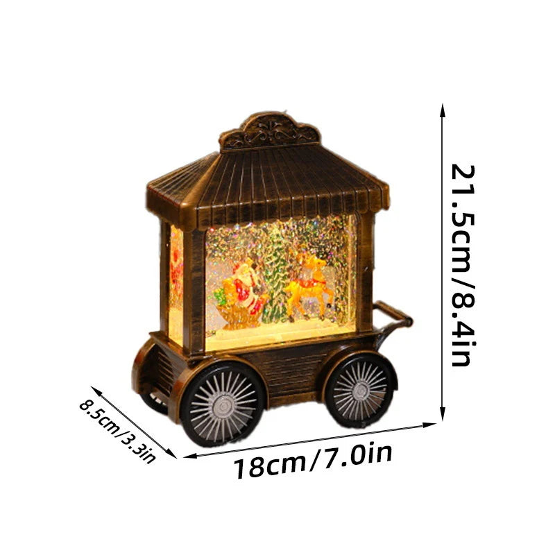 Decorative Lantern Illuminated Snow Globe Metal & Glass