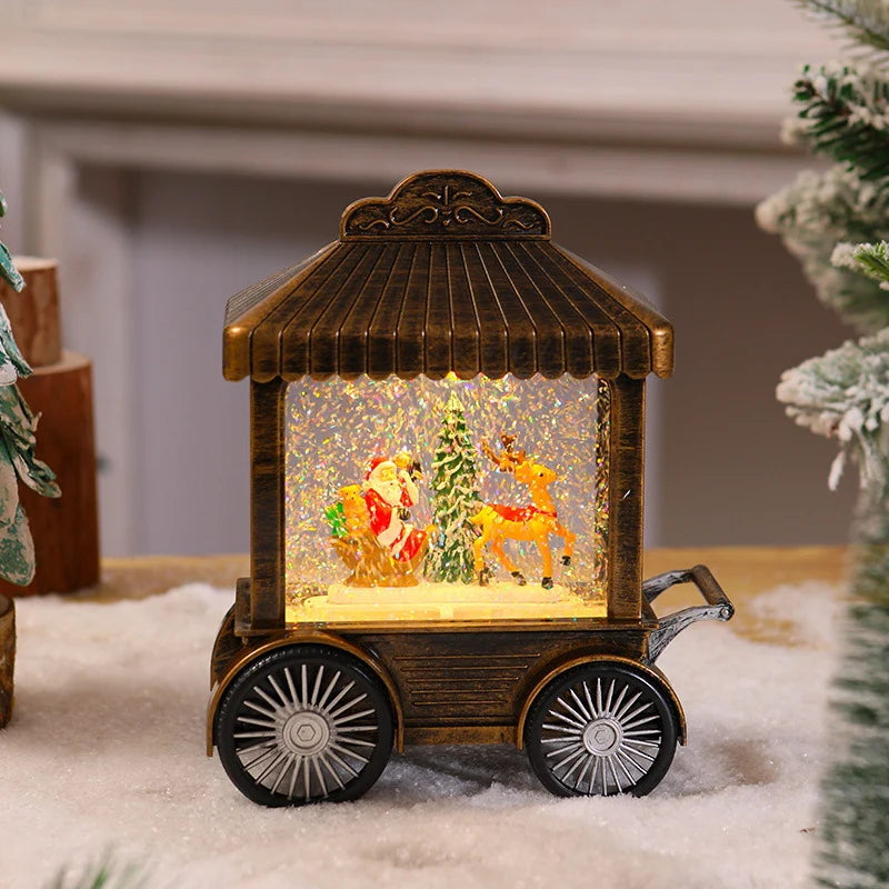 Decorative Lantern Illuminated Snow Globe Metal & Glass