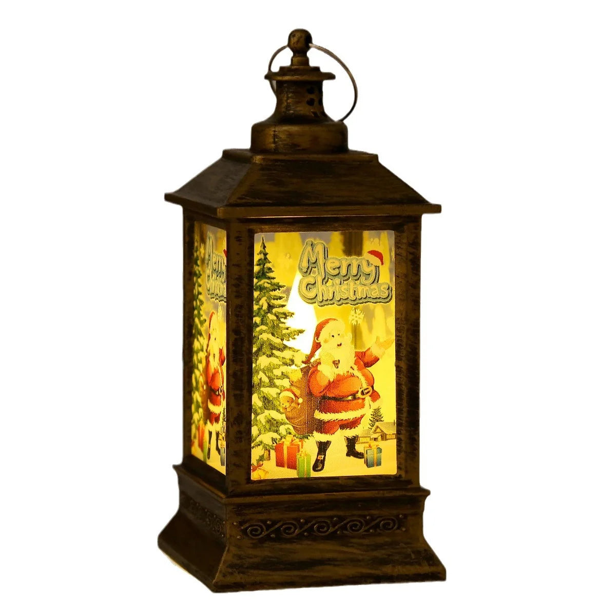 Decorative Lantern Santa Graphic Indoor Sturdy & Portable