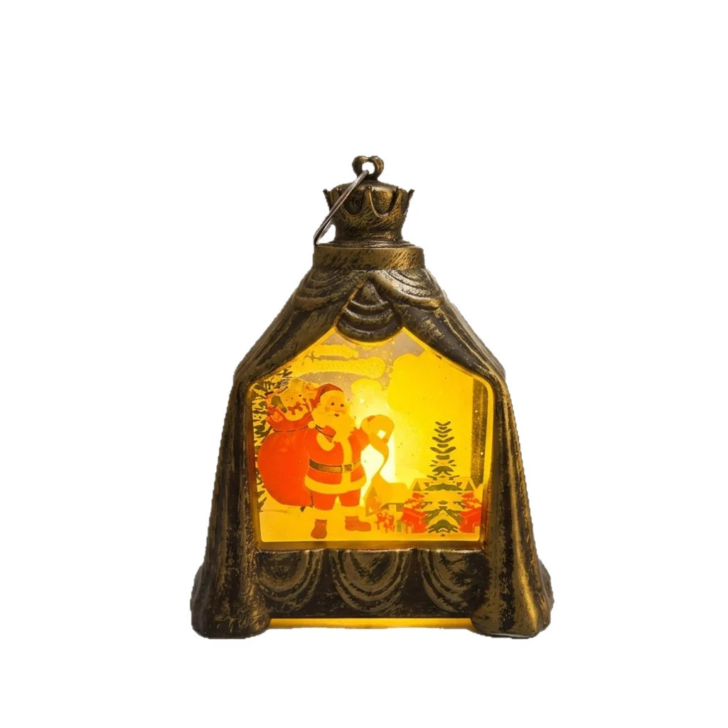 Decorative Lantern Snowman Scene Soft Glowing Light