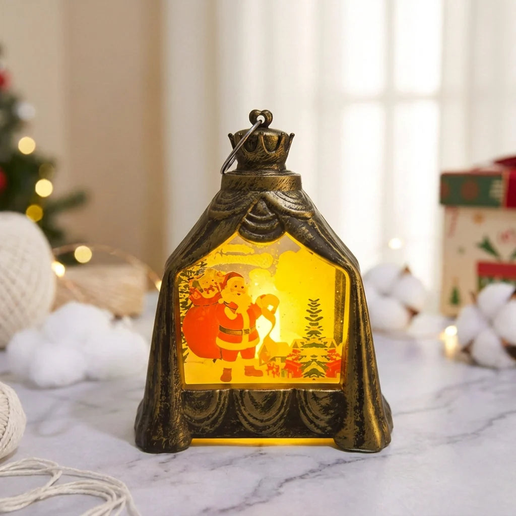 Decorative Lantern Snowman Scene Soft Glowing Light
