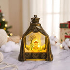 Decorative Lantern Snowman Winter Scene Soft Warm Glow