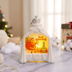 Decorative Lantern Snowman Winter Scene Soft Warm Glow