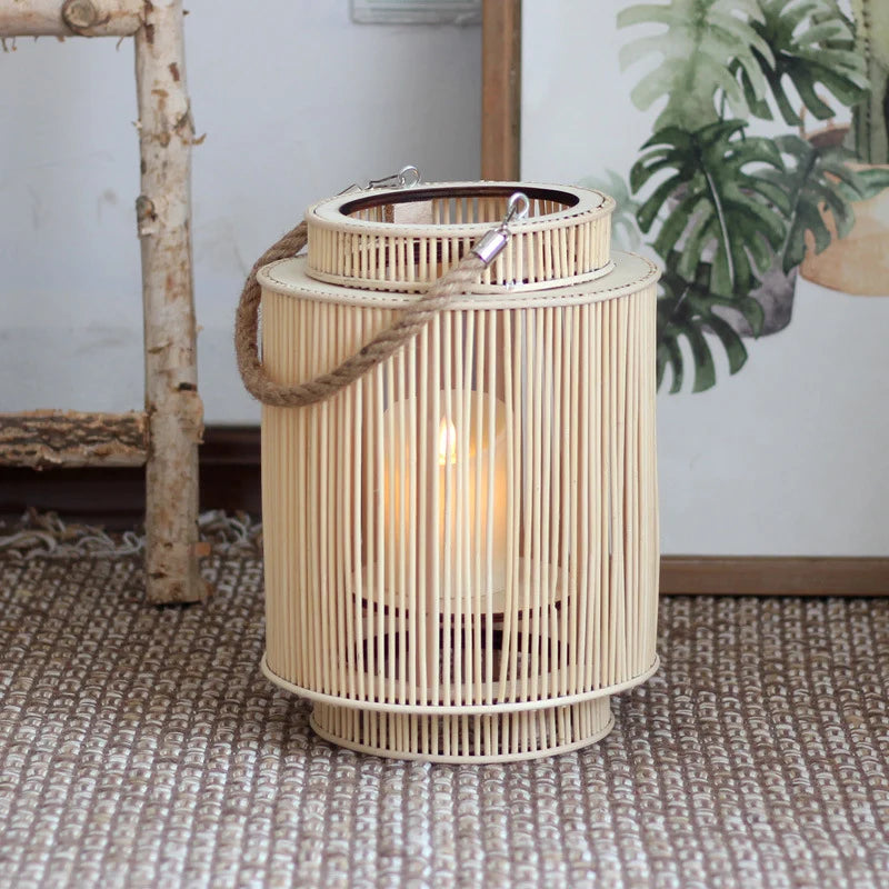 Decorative Lantern Woven With Handle Indoor Outdoor