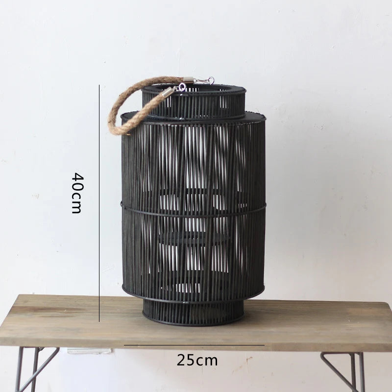 Decorative Lantern Woven With Handle Indoor Outdoor