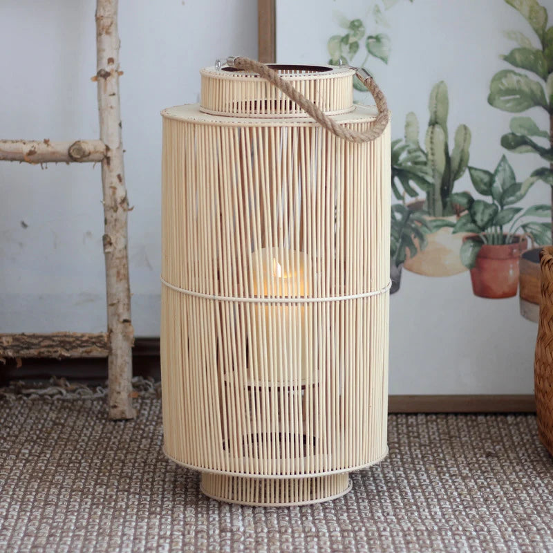 Decorative Lantern Woven With Handle Indoor Outdoor