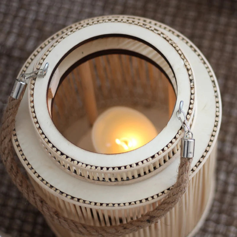 Decorative Lantern Woven With Handle Indoor Outdoor