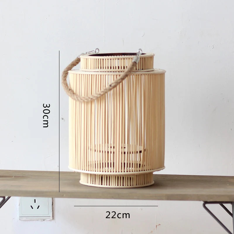 Decorative Lantern Woven With Handle Indoor Outdoor
