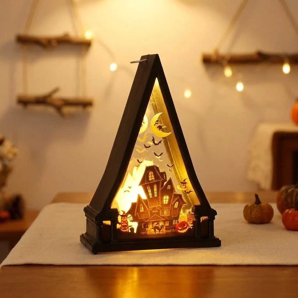 Decorative Light Halloween Triangular Wood Warm White LED