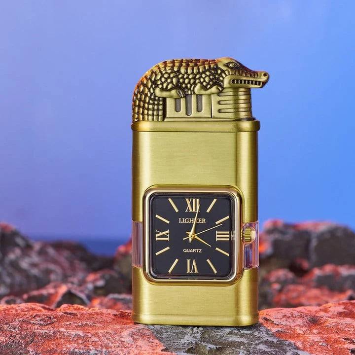 Decorative Lighter Refillable Quartz Clock Jet & Soft Flame