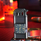 Decorative Lighter Refillable Quartz Clock Jet & Soft Flame