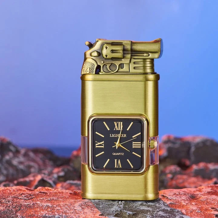 Decorative Lighter Refillable Quartz Clock Jet & Soft Flame