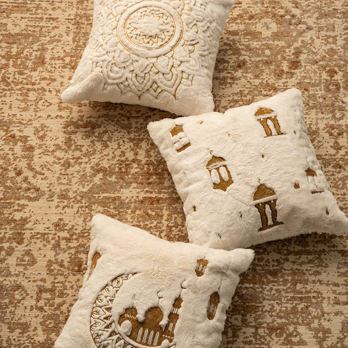 Decorative Pillow 18x18 Embossed Mandala Micro Plush Concealed Zipper