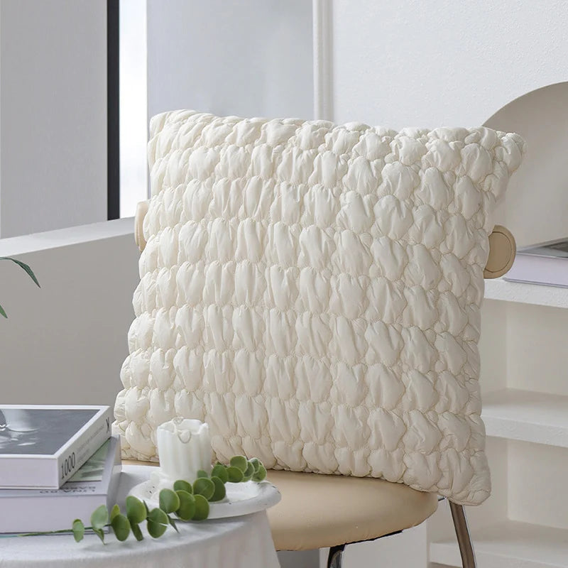 Decorative Pillow Cover Botanical Embroidery Cotton-Linen & Velvet Piping
