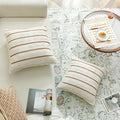 Decorative Pillow Cover Cotton-Linen Hand-Crocheted Edge 24x24 Inch