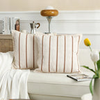 Decorative Pillow Cover Cotton-Linen Hand-Crocheted Edge 24x24 Inch