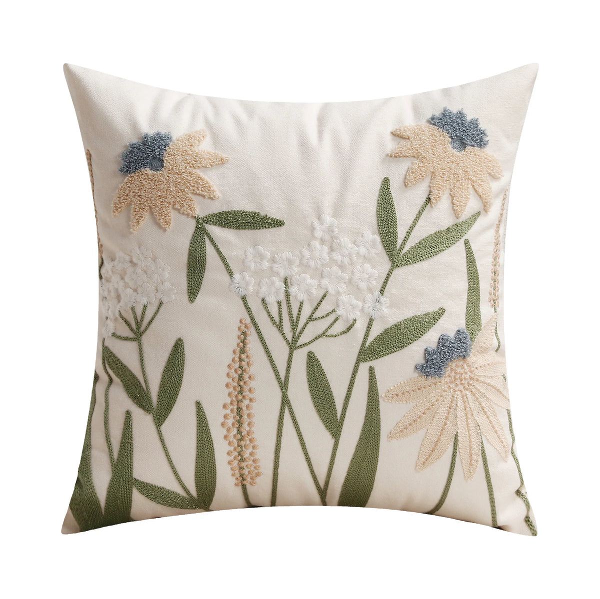Decorative Pillow Cover Embroidered Chenille Linen-Blend