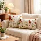 Decorative Pillow Cover Embroidered Chenille Linen-Blend
