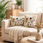 Decorative Pillow Cover Embroidered Chenille Linen-Blend