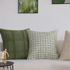 Decorative Pillow Cover Jacquard Houndstooth Hidden Zipper 18x18 Inch
