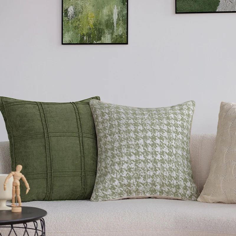Decorative Pillow Cover Jacquard Houndstooth Hidden Zipper 18x18 Inch