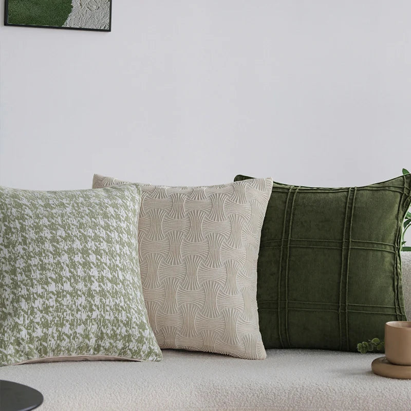 Decorative Pillow Cover Jacquard Houndstooth Hidden Zipper 18x18 Inch