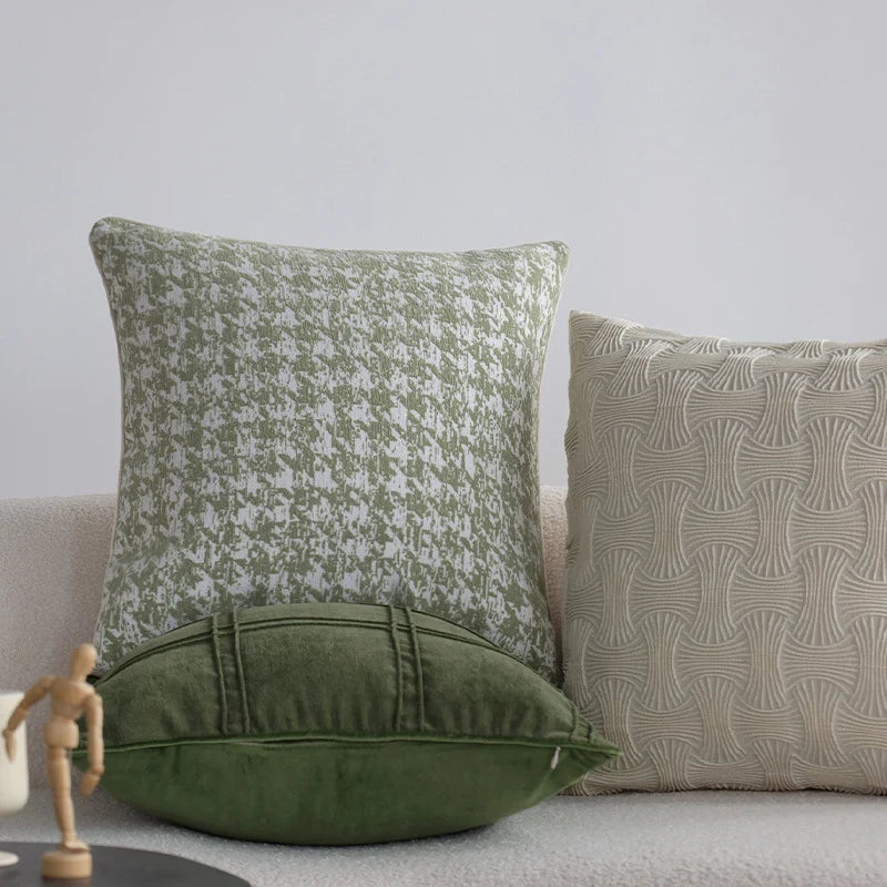 Decorative Pillow Cover Jacquard Houndstooth Hidden Zipper 18x18 Inch
