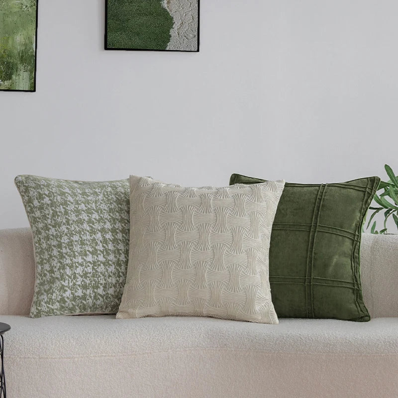 Decorative Pillow Cover Jacquard Houndstooth Hidden Zipper 18x18 Inch
