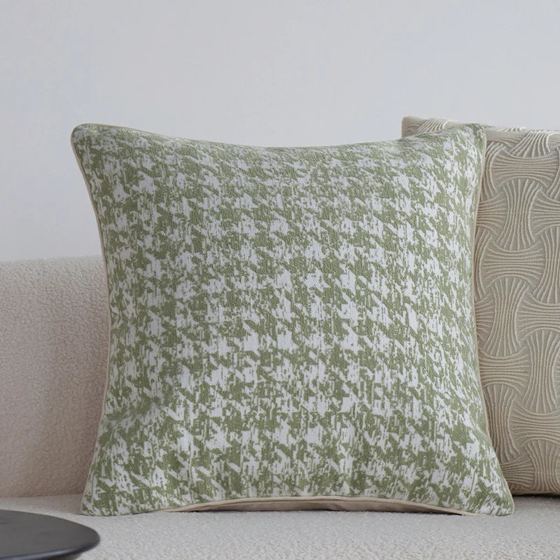 Decorative Pillow Cover Jacquard Houndstooth Hidden Zipper 18x18 Inch