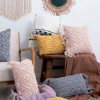 Decorative Pillow Cover Macramé Tufted Cotton Blend
