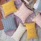 Decorative Pillow Cover Macramé Tufted Cotton Blend