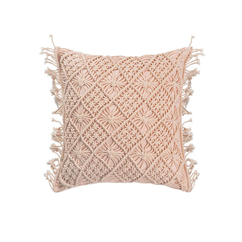 Decorative Pillow Cover Macramé Tufted Cotton Blend