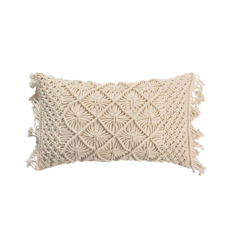 Decorative Pillow Cover Macramé Tufted Cotton Blend