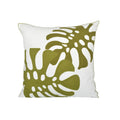 Decorative Pillow Cover Monstera Leaf Appliqué Hidden Zipper