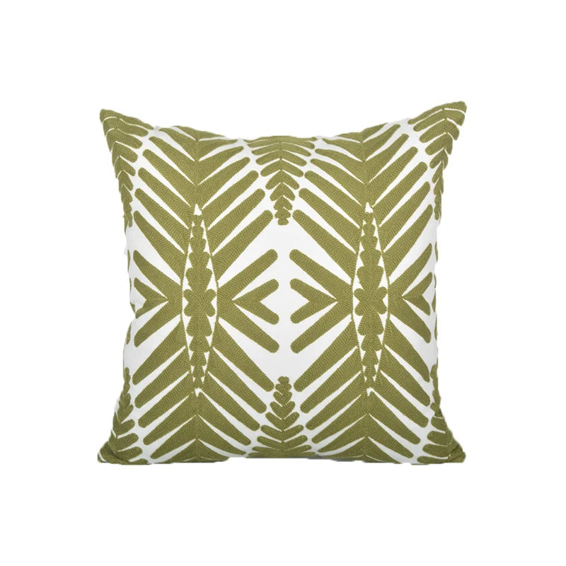 Decorative Pillow Cover Monstera Leaf Appliqué Hidden Zipper