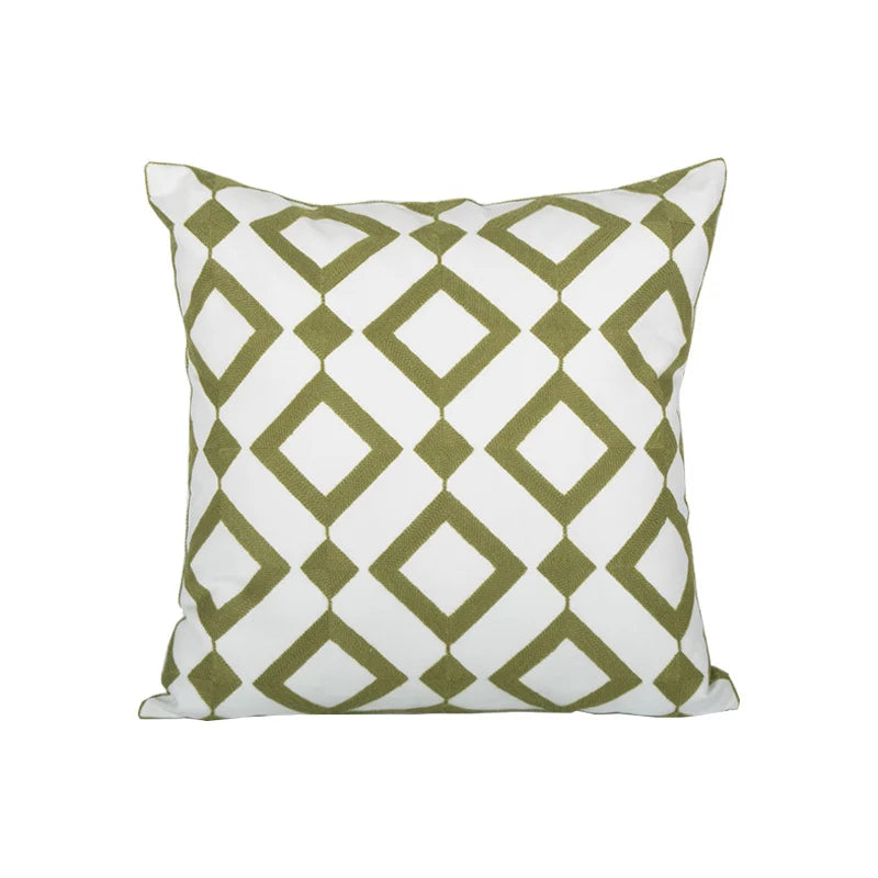 Decorative Pillow Cover Monstera Leaf Appliqué Hidden Zipper