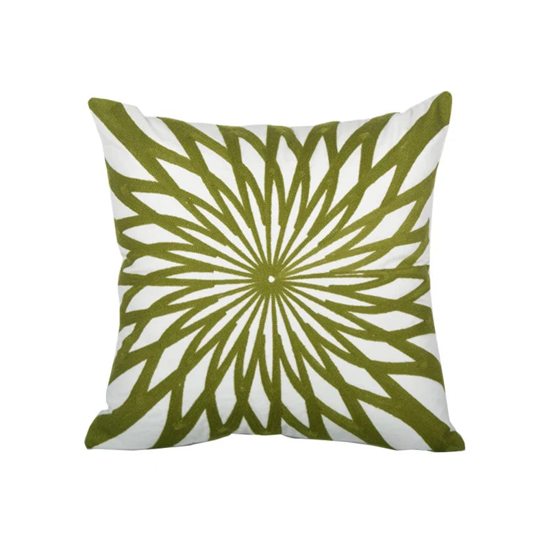 Decorative Pillow Cover Monstera Leaf Appliqué Hidden Zipper