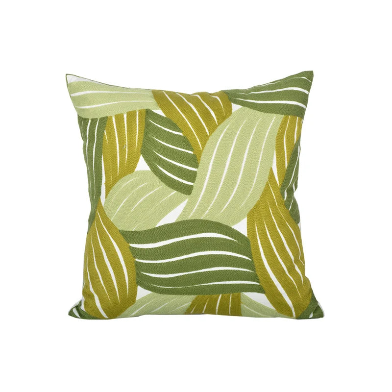 Decorative Pillow Cover Monstera Leaf Appliqué Hidden Zipper