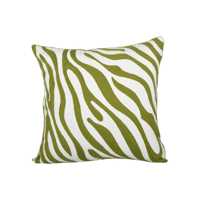Decorative Pillow Cover Monstera Leaf Appliqué Hidden Zipper
