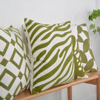Decorative Pillow Cover Monstera Leaf Appliqué Hidden Zipper