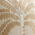 Decorative Pillow Cover Raised Palm Embroidery Linen-Look Concealed Zipper