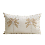 Decorative Pillow Cover Raised Palm Embroidery Linen-Look Concealed Zipper