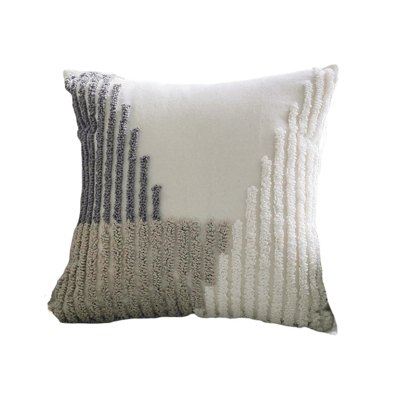 Decorative Pillow Cover Tufted Loop-Stitch 18in Square & Hidden Zipper
