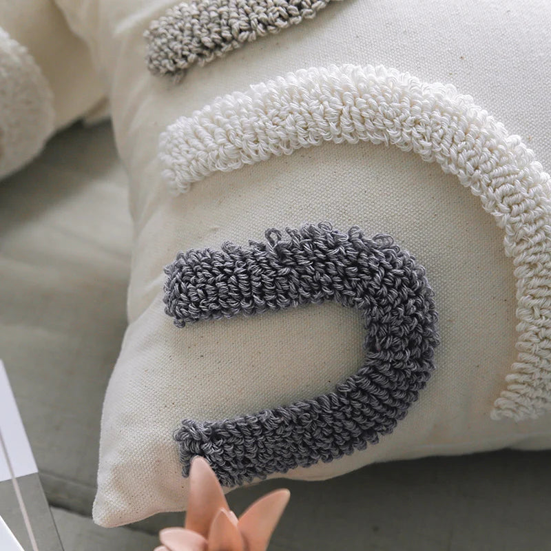 Decorative Pillow Cover Tufted Loop-Stitch 18in Square & Hidden Zipper