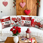 Decorative Pillow Covers Valentine Heart Print Set of 4